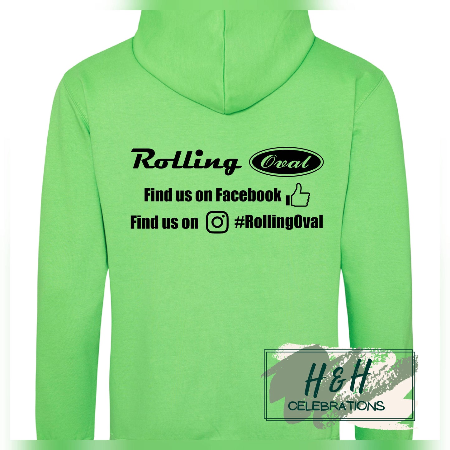 Rolling Oval Hoodie For Adults - Lime Green