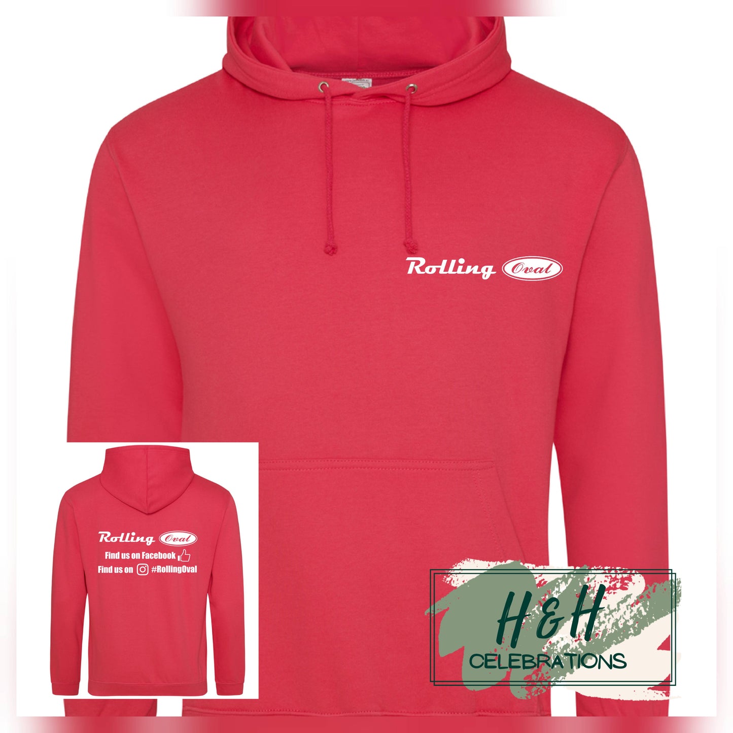 Rolling Oval Hoodie For Adults - Lipstick Pink