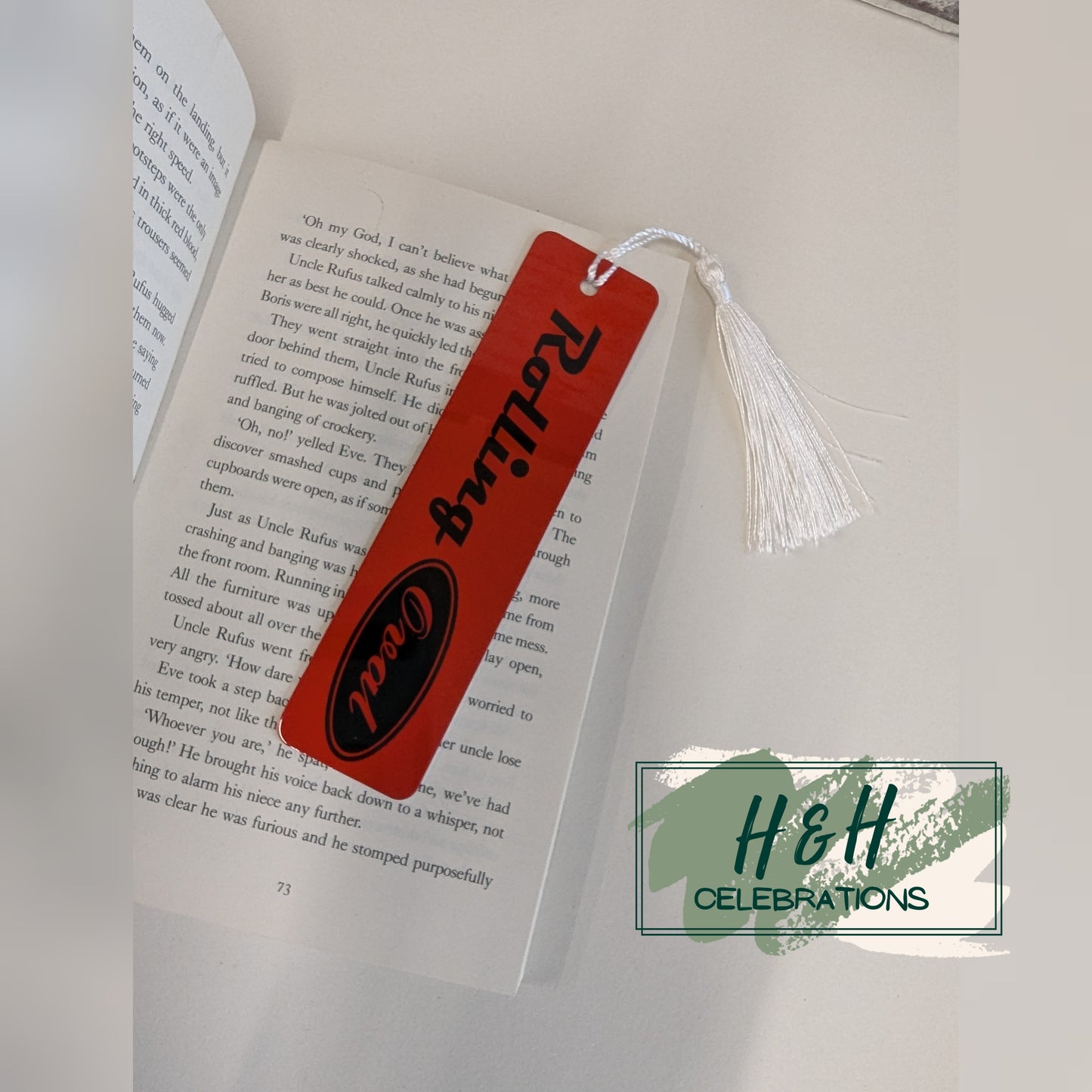 Rolling Oval Aluminium Bookmark