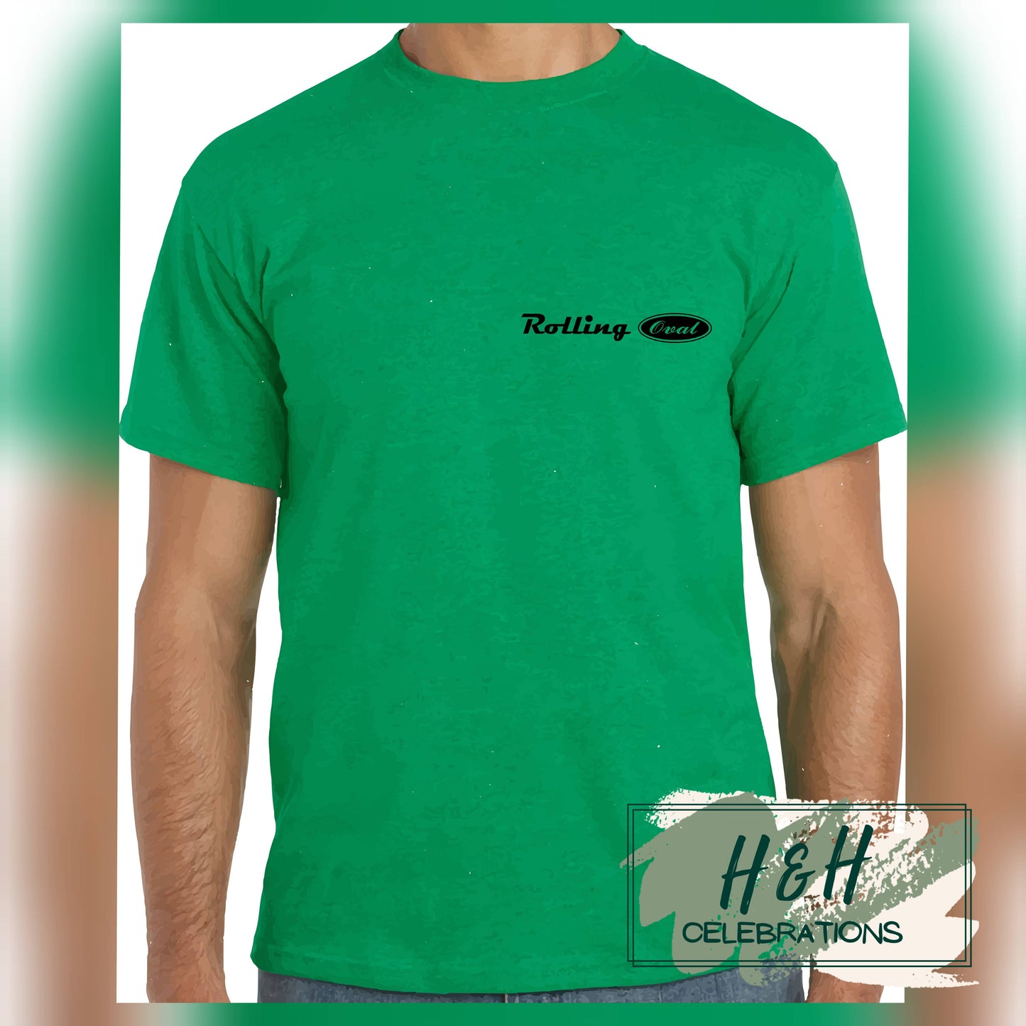 Rolling Oval T-Shirt For Adults - Antique Irish Green