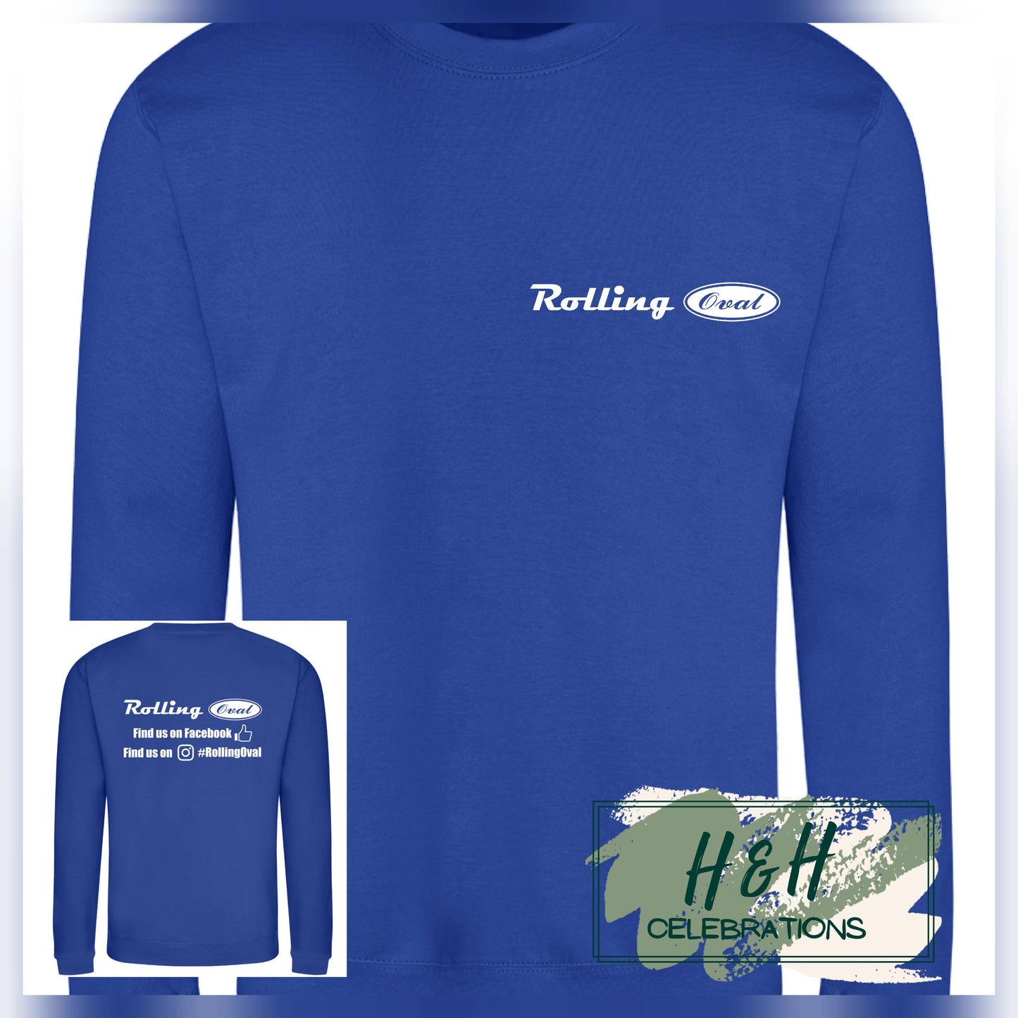 Rolling Oval Sweatshirt For Adults - Bright Royal