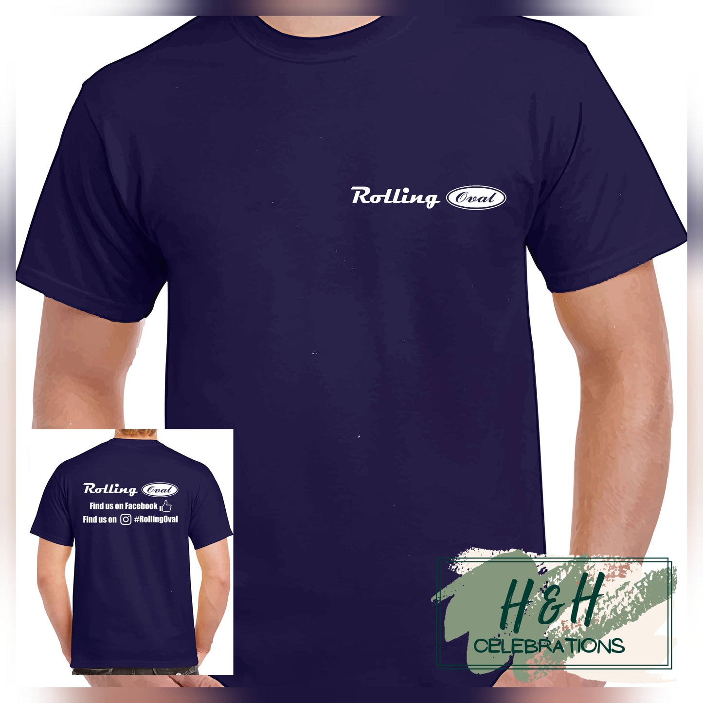 Rolling Oval T-Shirt For Adults - Cobalt