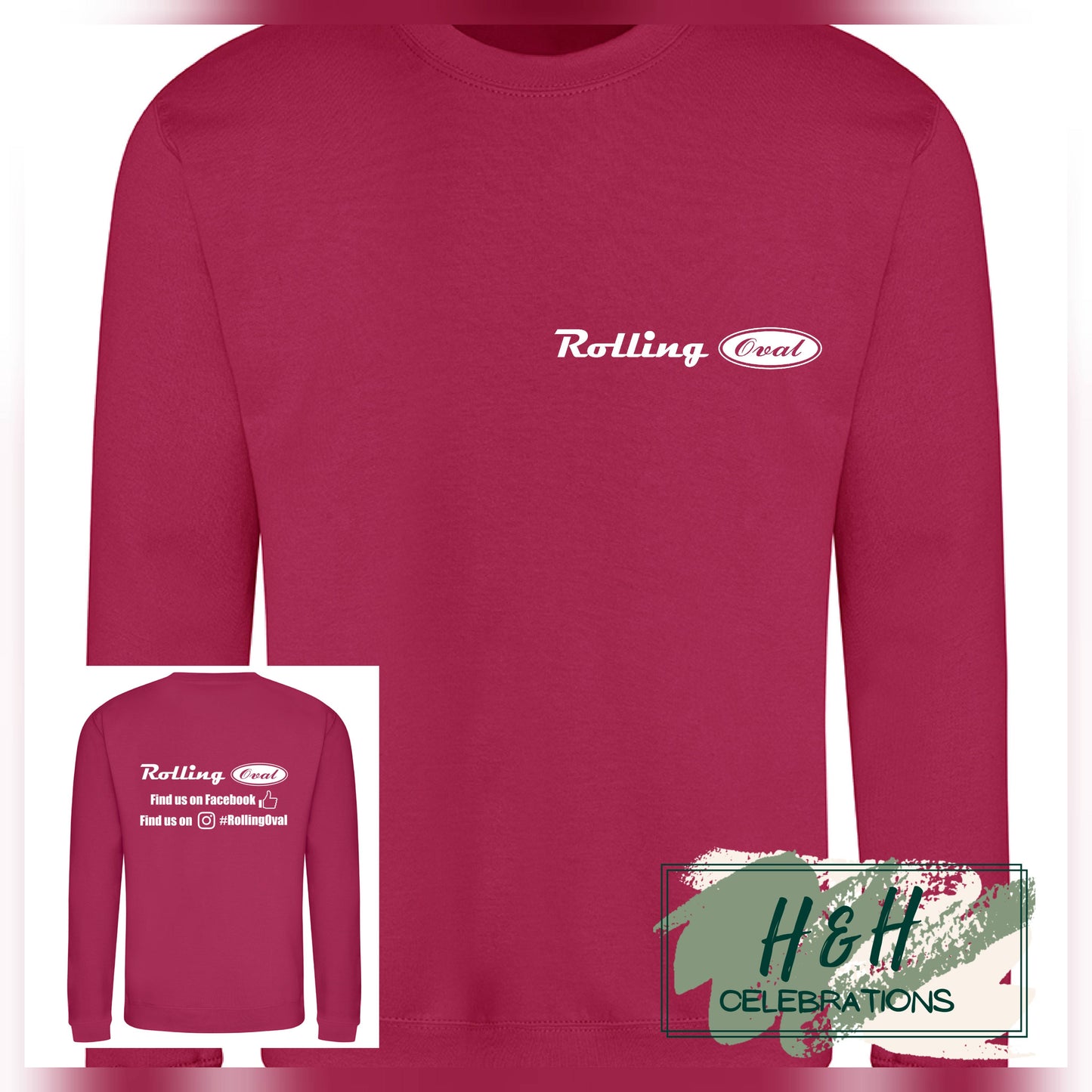 Rolling Oval Sweatshirt For Adults - Cranberry