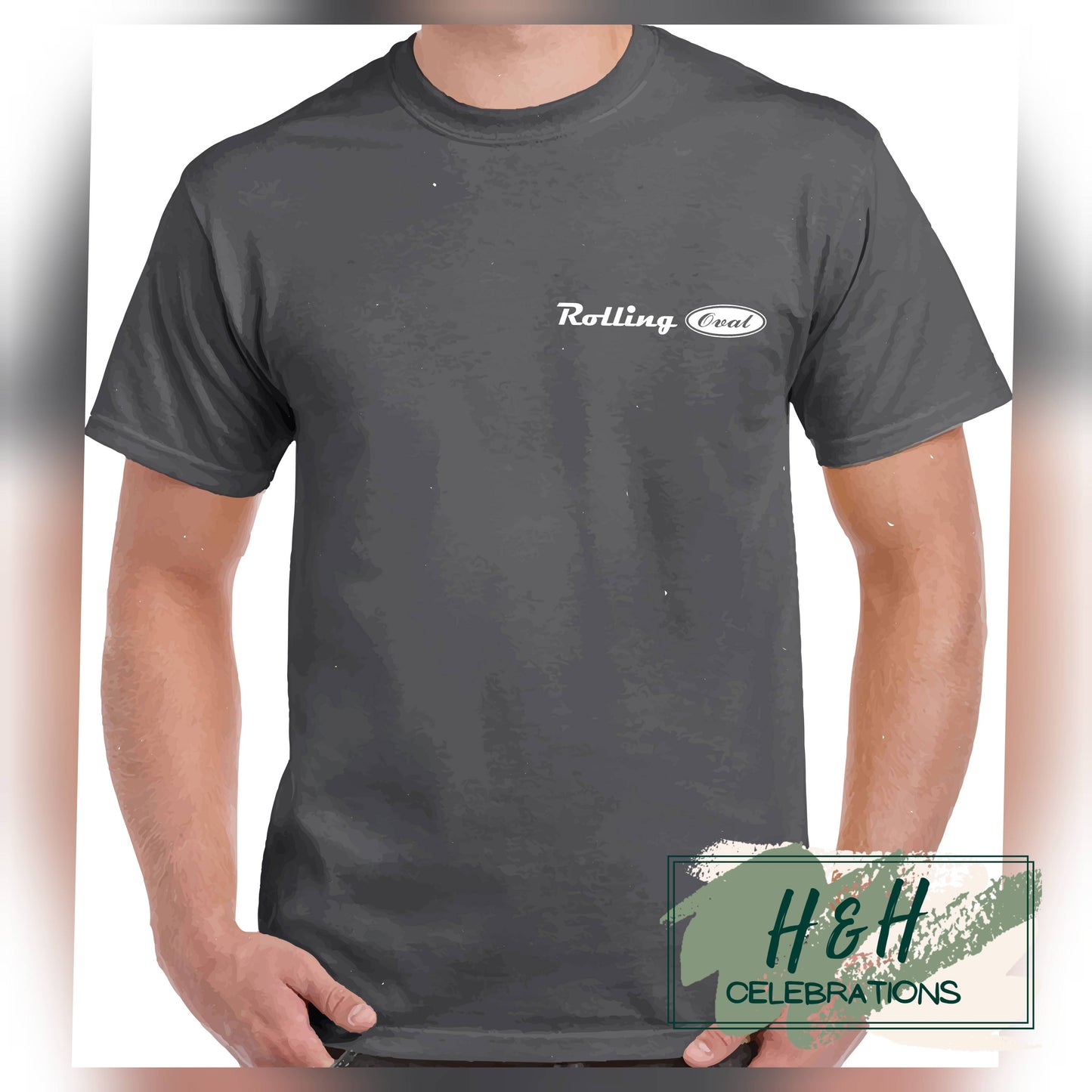 Rolling Oval T-Shirt For Adults - Dark Heather