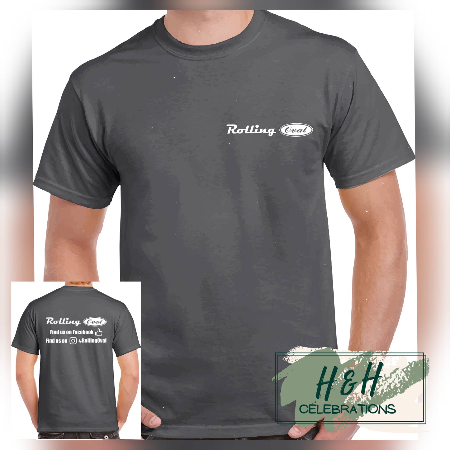 Rolling Oval T-Shirt For Adults - Dark Heather