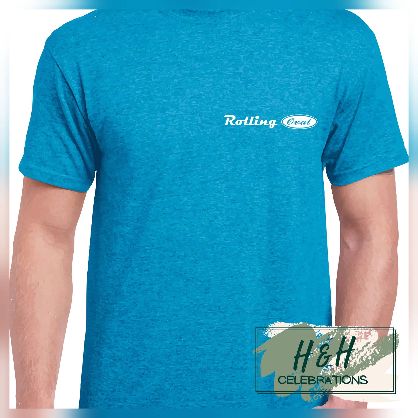 Rolling Oval T-Shirt For Adults - Heather Sapphire