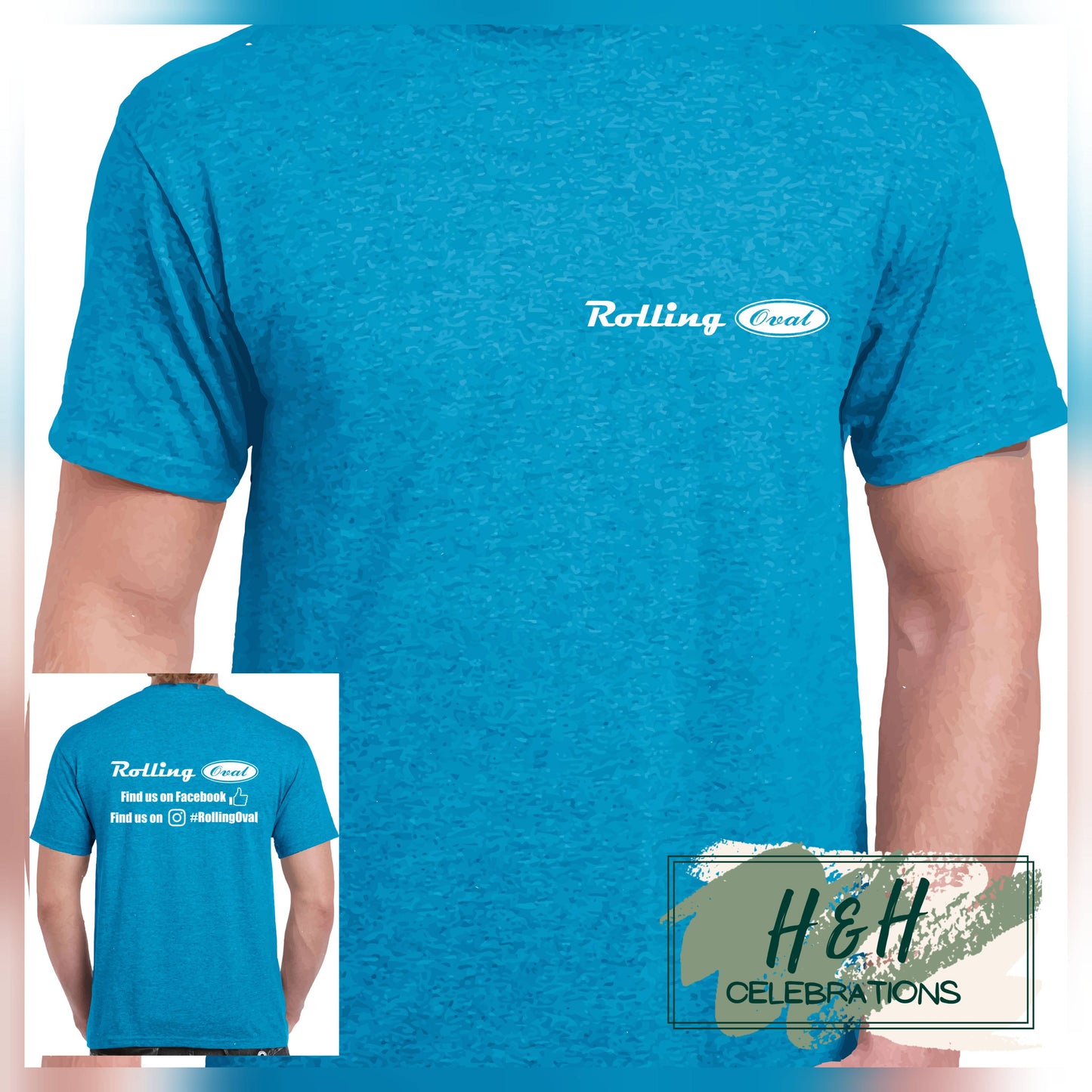 Rolling Oval T-Shirt For Adults - Heather Sapphire