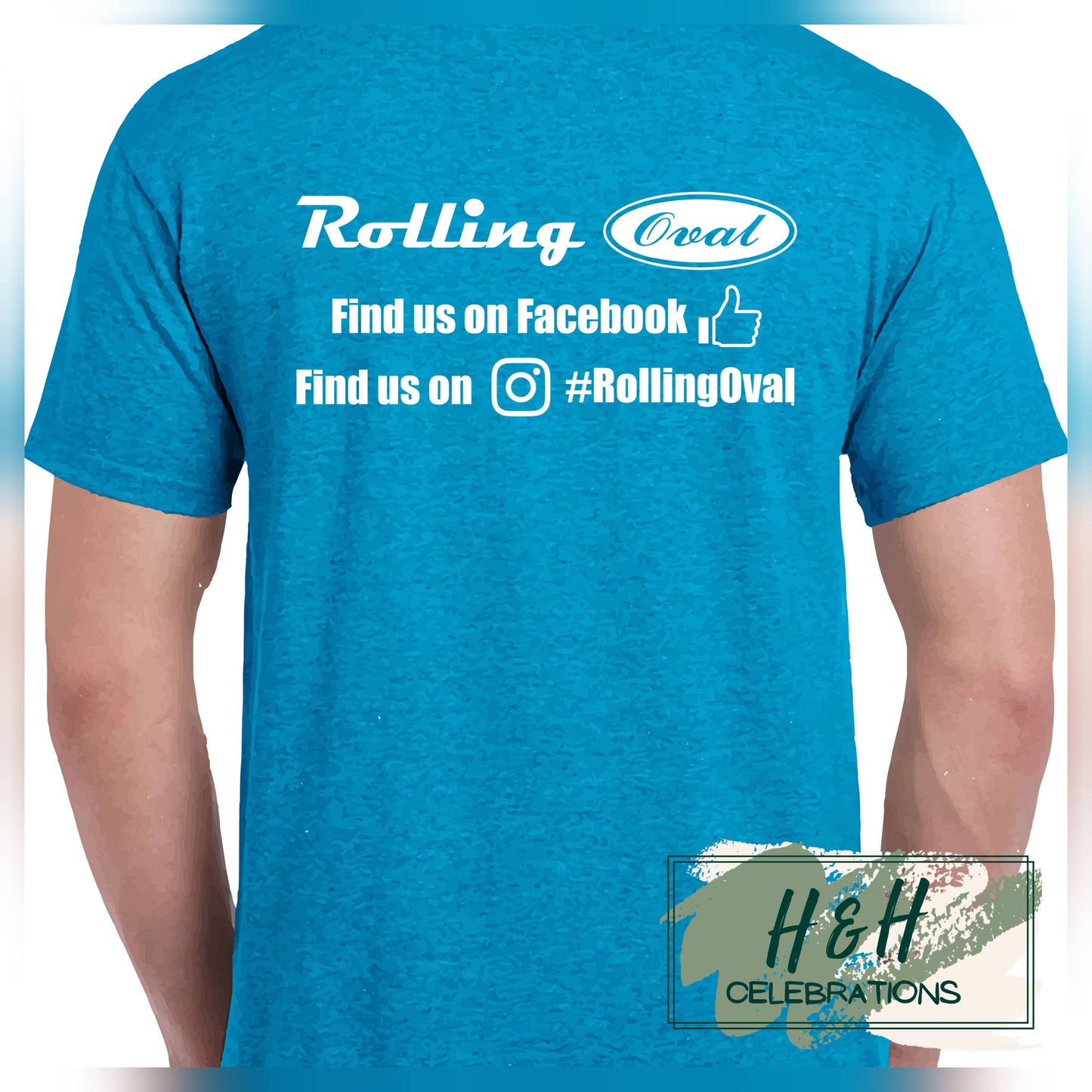 Rolling Oval T-Shirt For Adults - Heather Sapphire