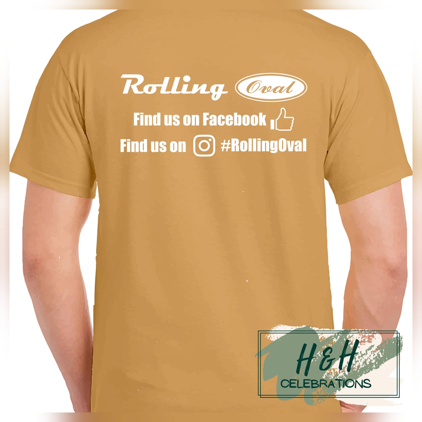 Rolling Oval T-Shirt For Adults - Old Gold