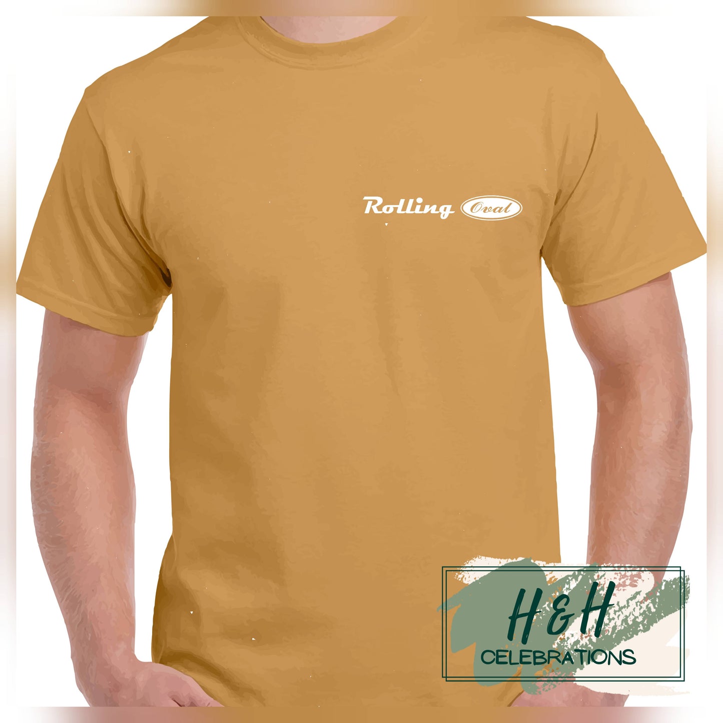 Rolling Oval T-Shirt For Adults - Old Gold