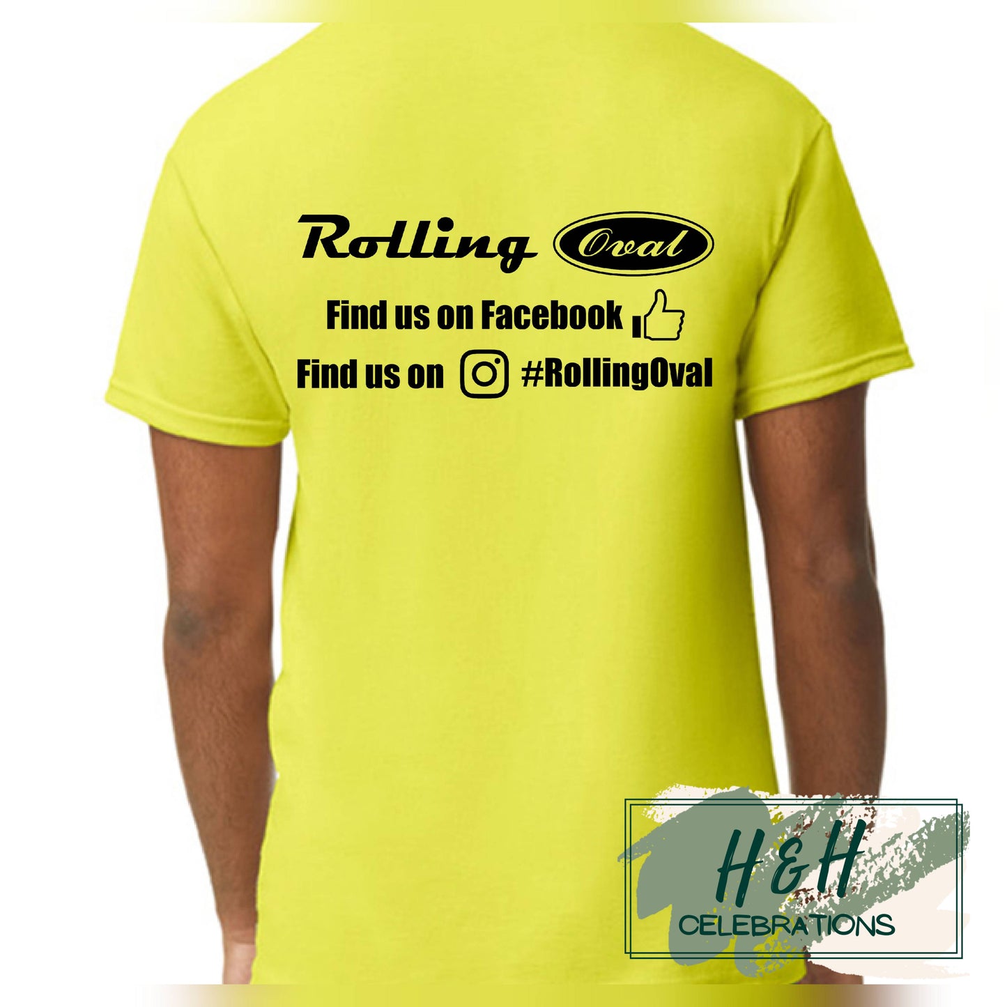 Rolling Oval T-Shirt For Adults - Safety Green