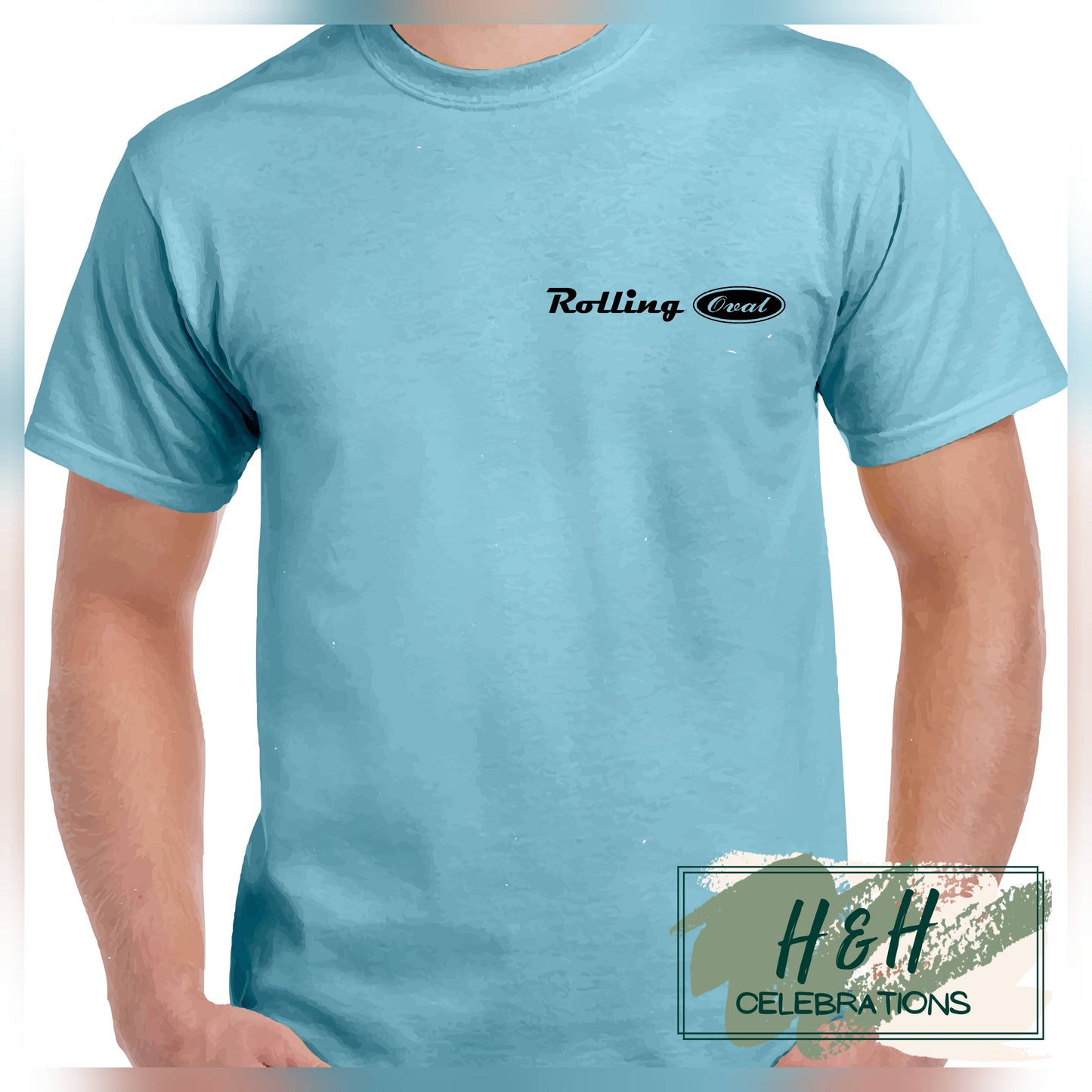 Rolling Oval T-Shirt For Adults - Sky Blue