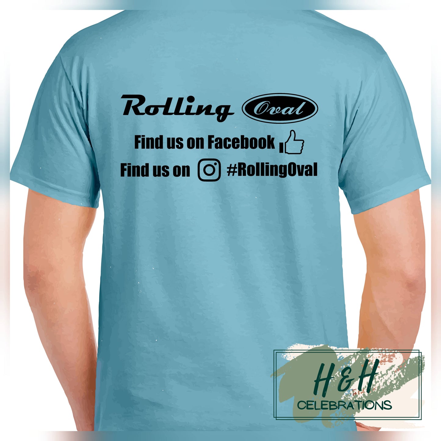 Rolling Oval T-Shirt For Adults - Sky Blue