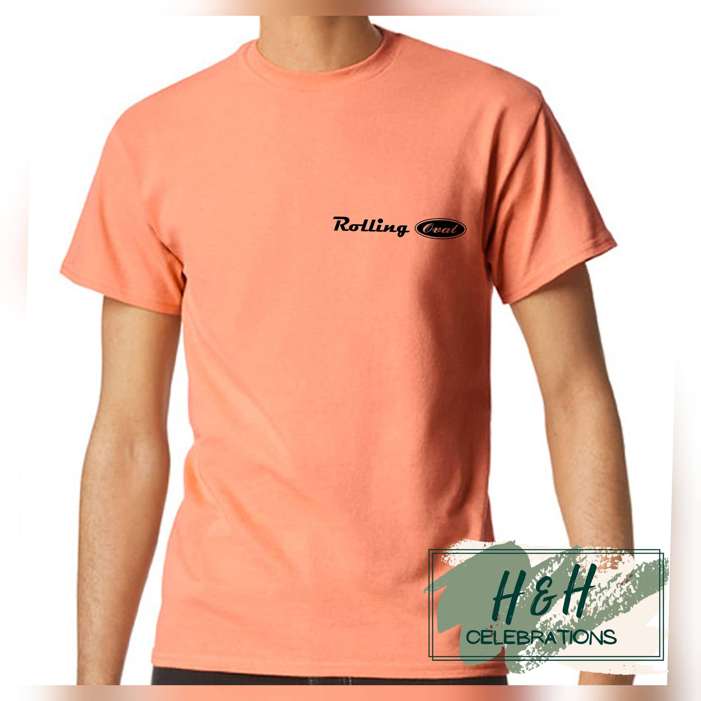 Rolling Oval T-Shirt For Adults - Tangerine