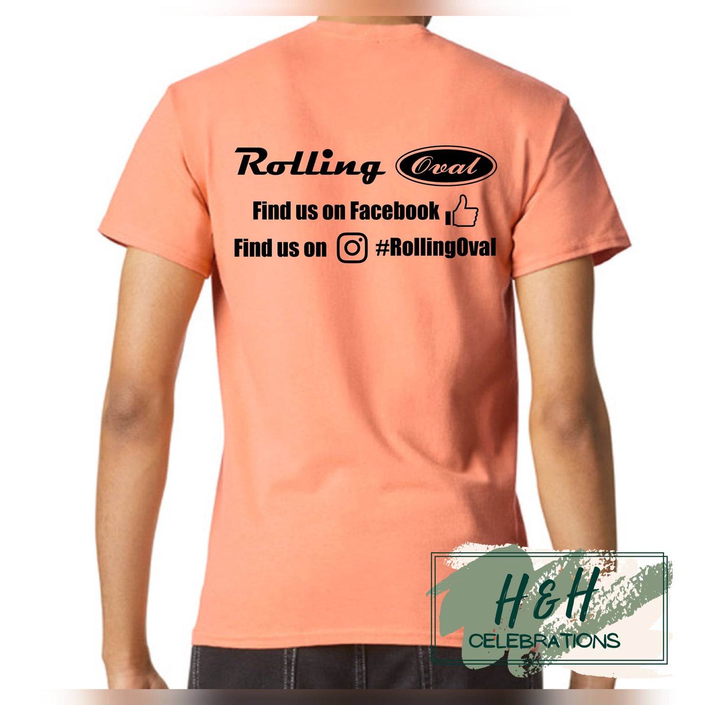 Rolling Oval T-Shirt For Adults - Tangerine