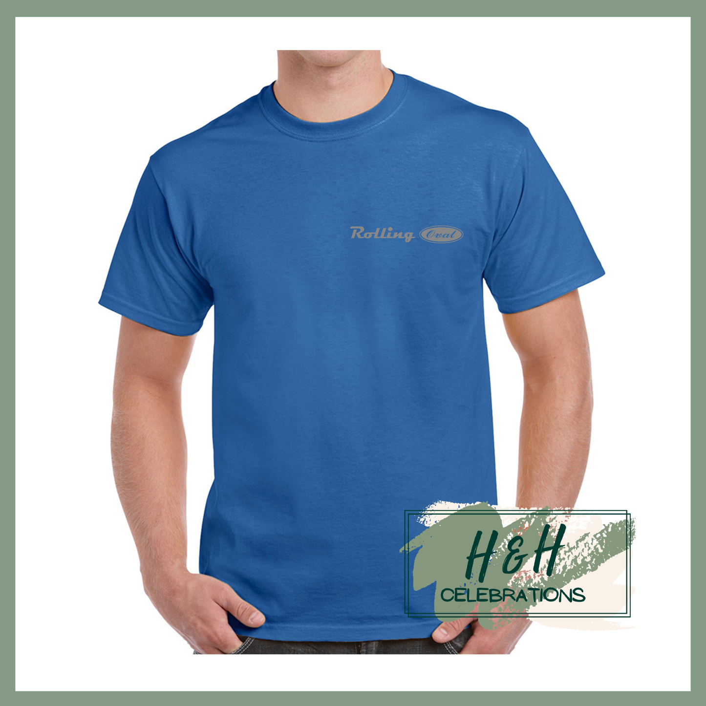 Rolling Oval T-Shirt For Adults - Royal Blue
