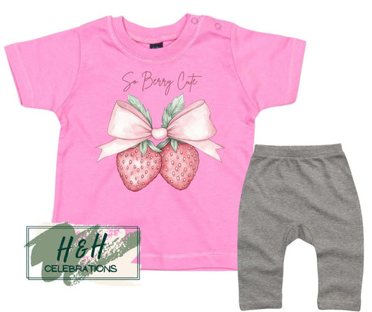 So Berry Cute Girls T-Shirt And Leggings Set