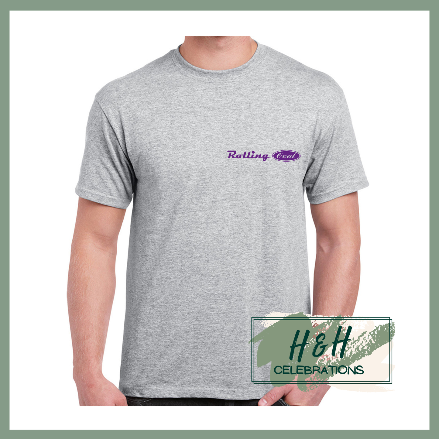 Rolling Oval T-Shirt For Adults - Sport Grey