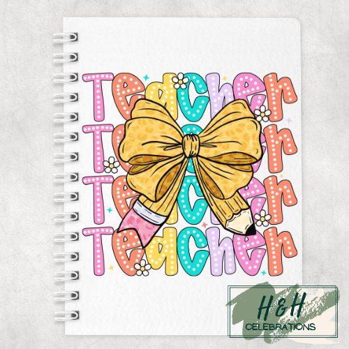 Teacher Pencil Bow A5 Lined Notepad