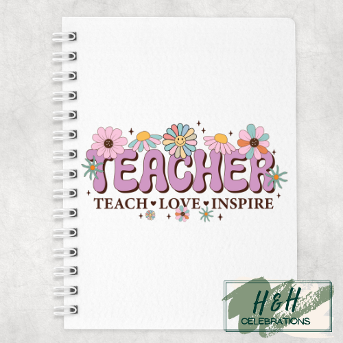 Teacher Teach, Love, Inspire A5 Lined Notepad