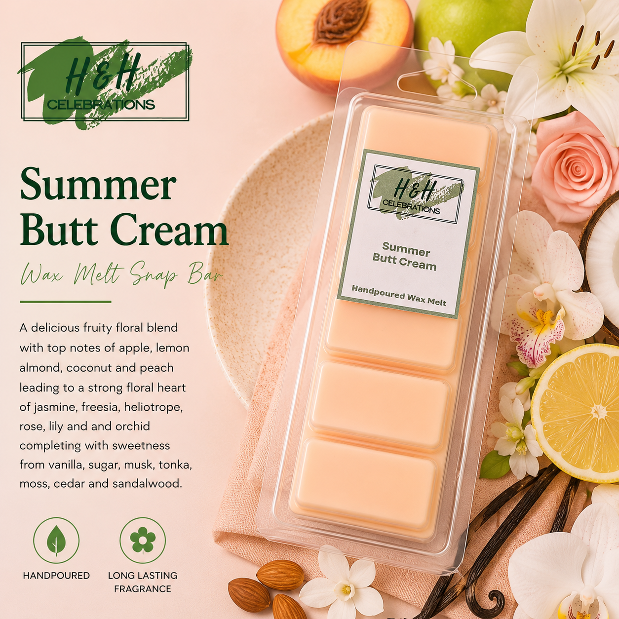 Summer Butt Cream Wax Melt Snap Bar