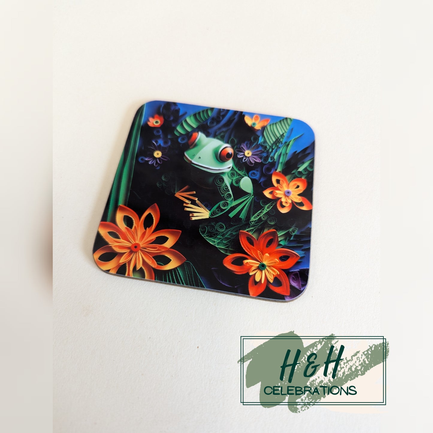 Paper Quill Frog MDF Coaster