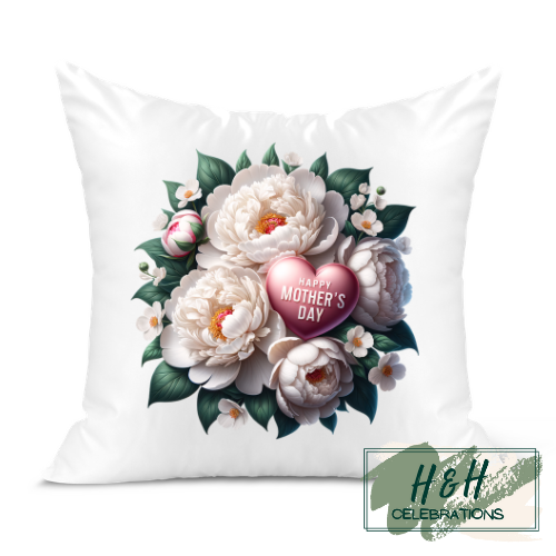 Happy Mother's Day Floral Heart Cushion