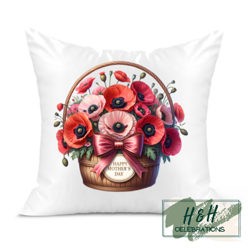Happy Mother's Day Poppy Design Cushion
