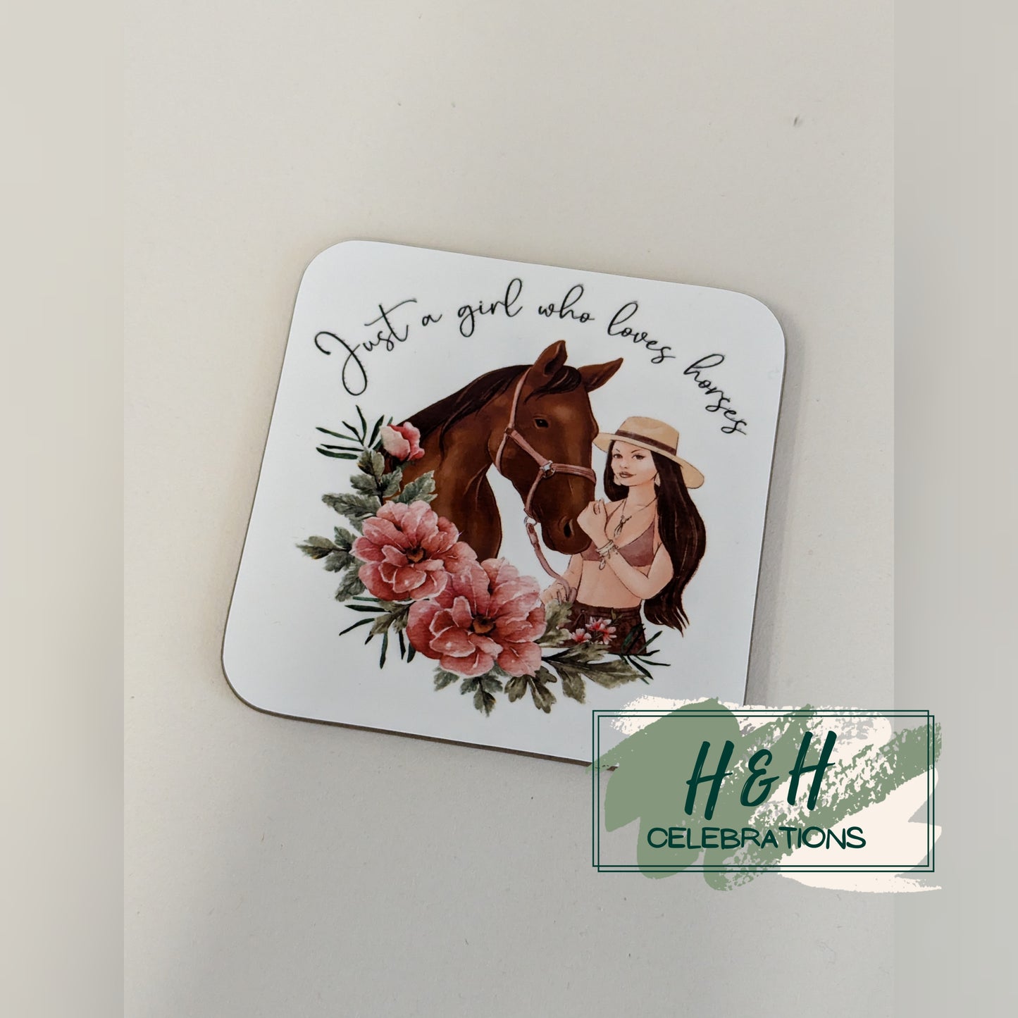 Just A Girl Who Loves Horses MDF Coaster - Design 1