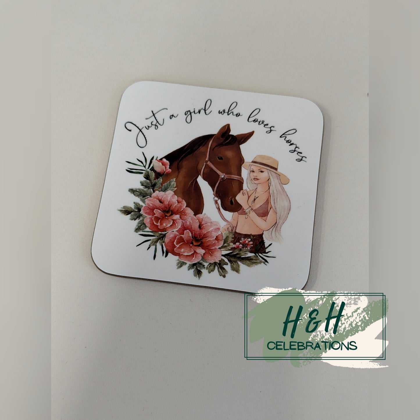 Just A Girl Who Loves Horses MDF Coaster - Design 3