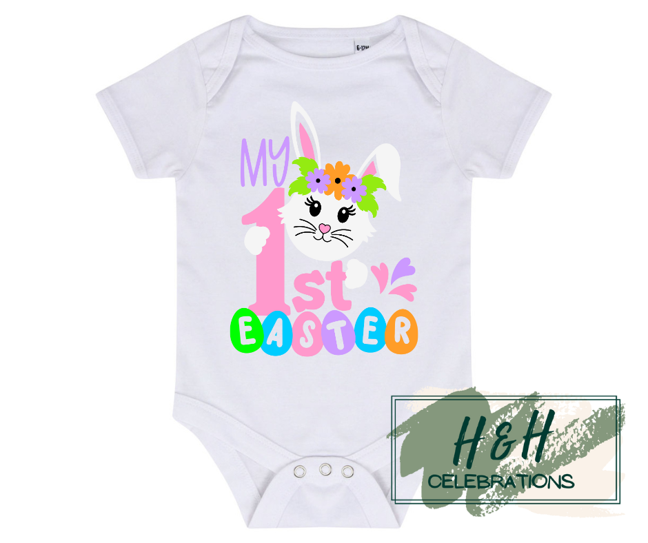Pink My 1st Easter Short Sleeve Vest - Baby