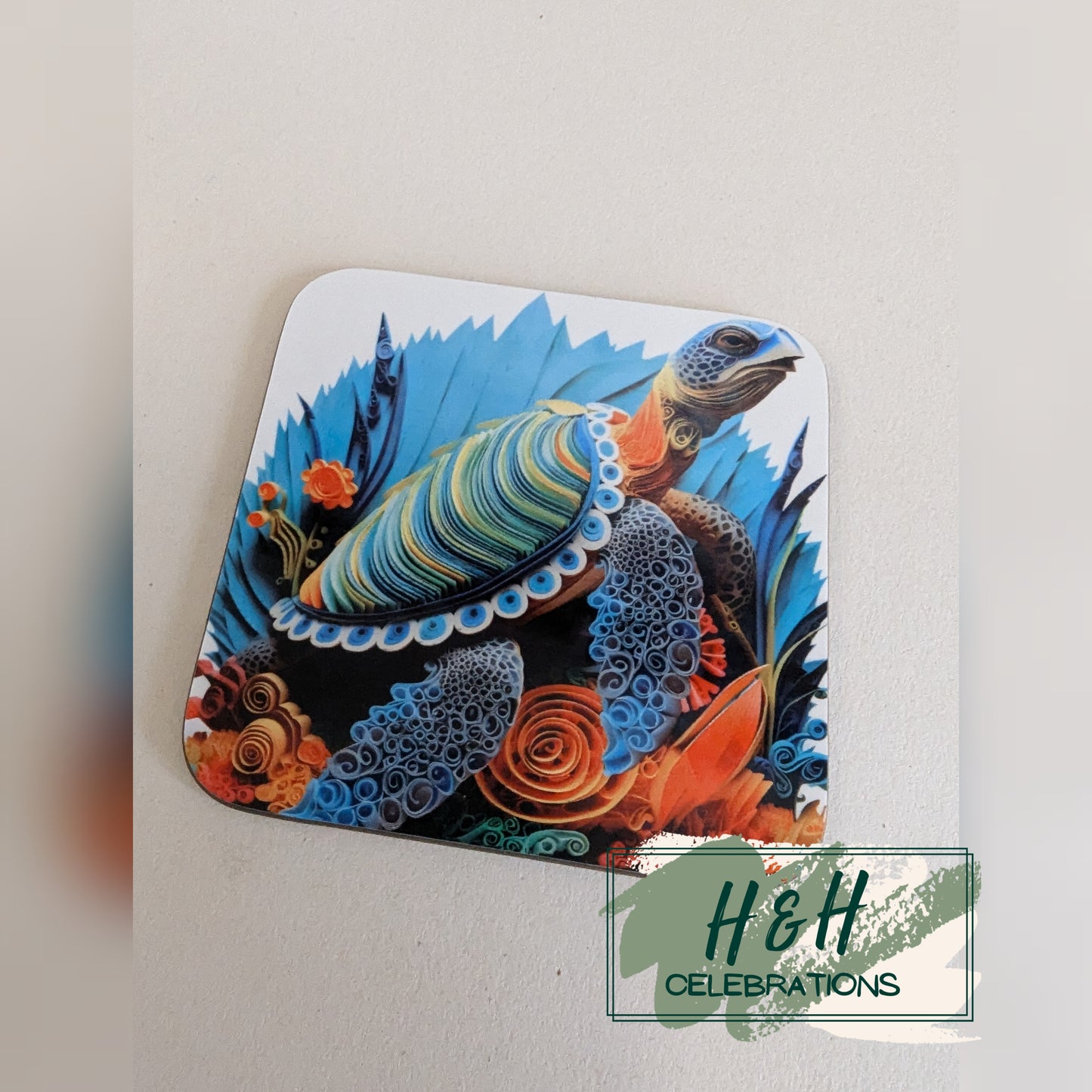 Paper Quill Turtle MDF Coaster