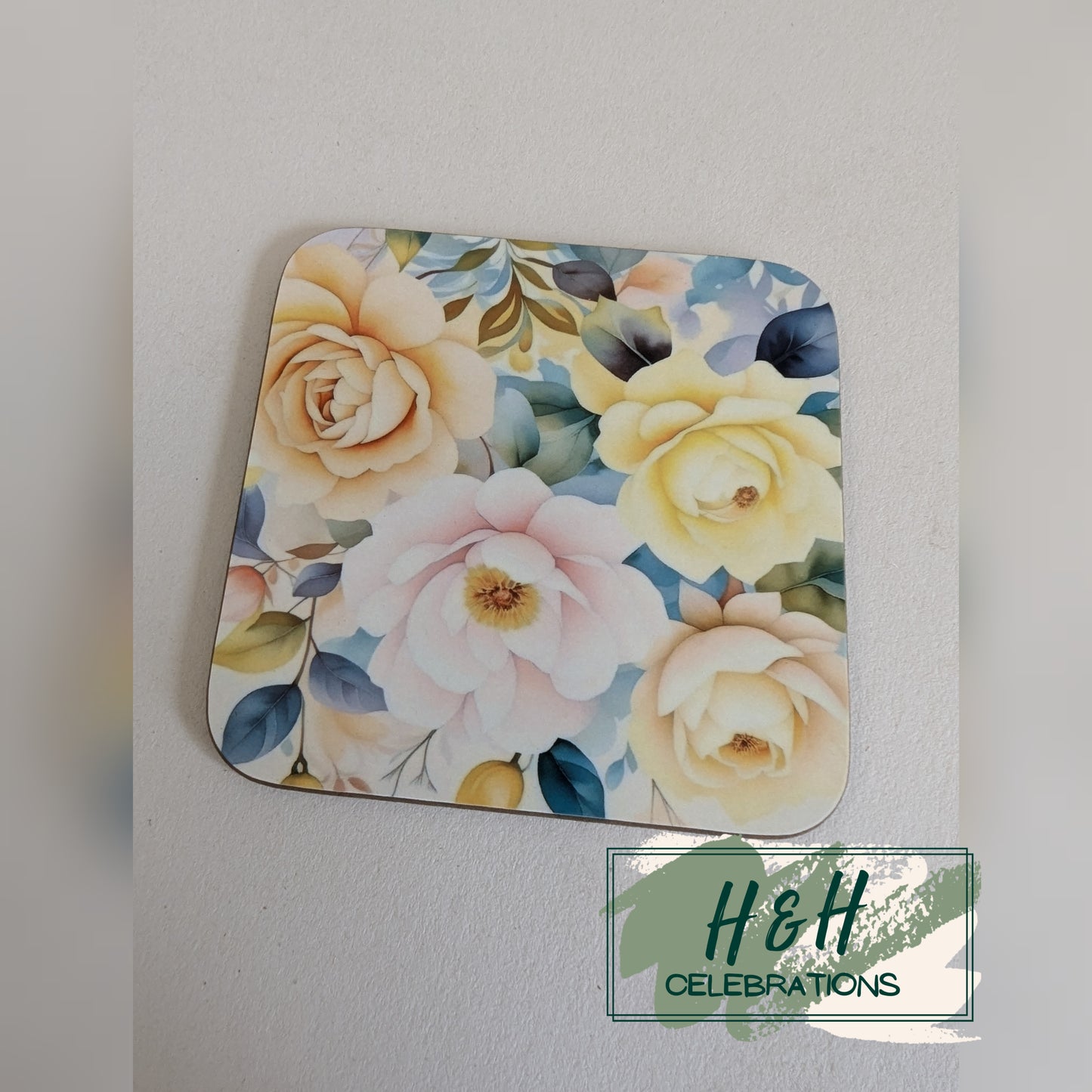 Pastel Flowers MDF Coaster - Design 4