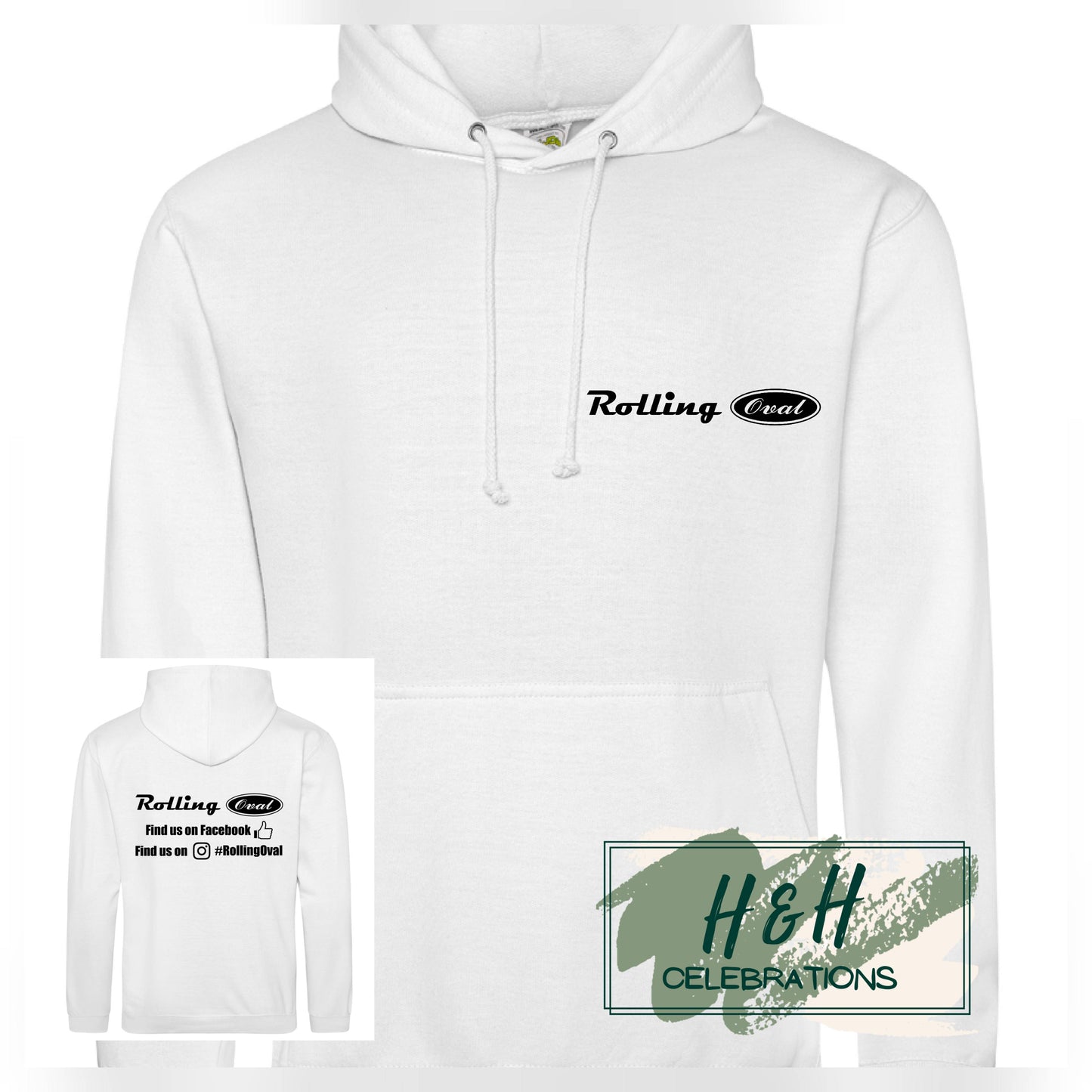 Rolling Oval Hoodie For Adults - Arctic White