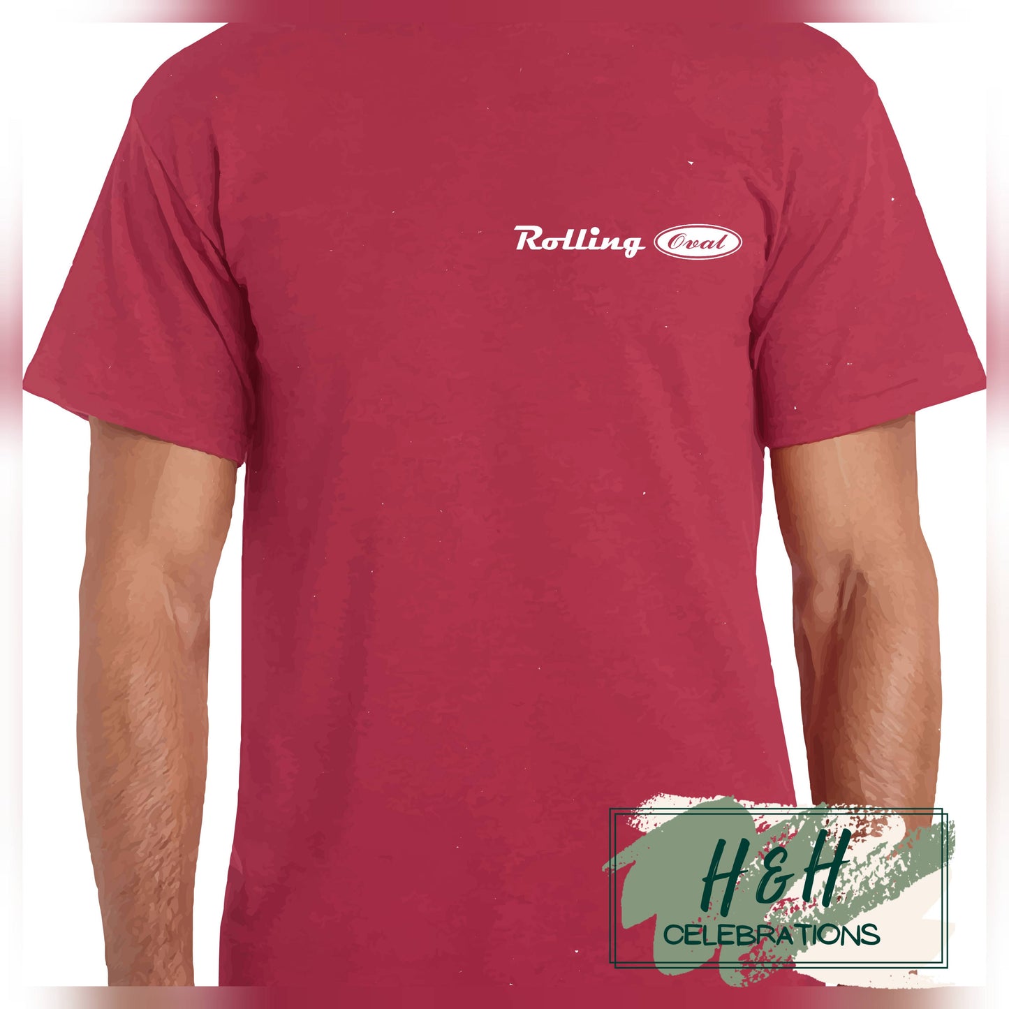 Rolling Oval T-Shirt For Adults - Antique Cherry Red