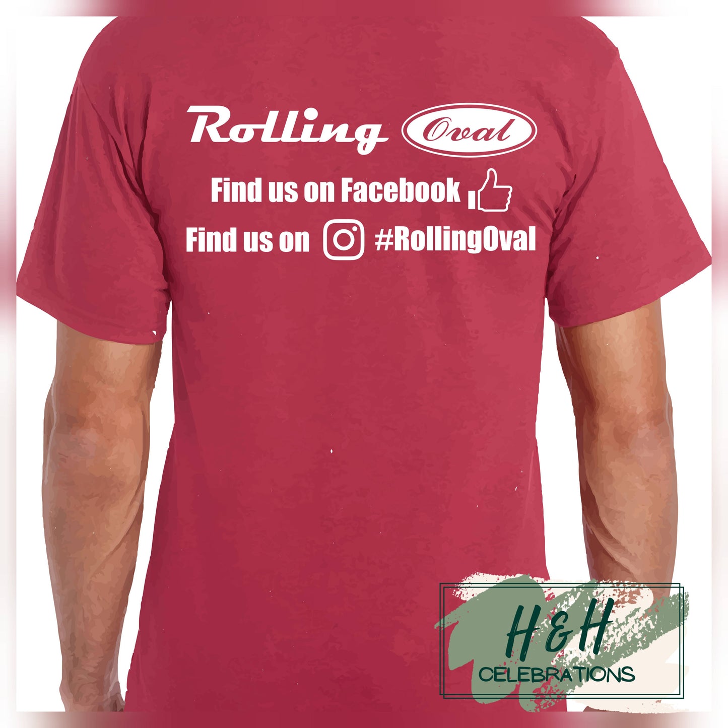 Rolling Oval T-Shirt For Adults - Antique Cherry Red