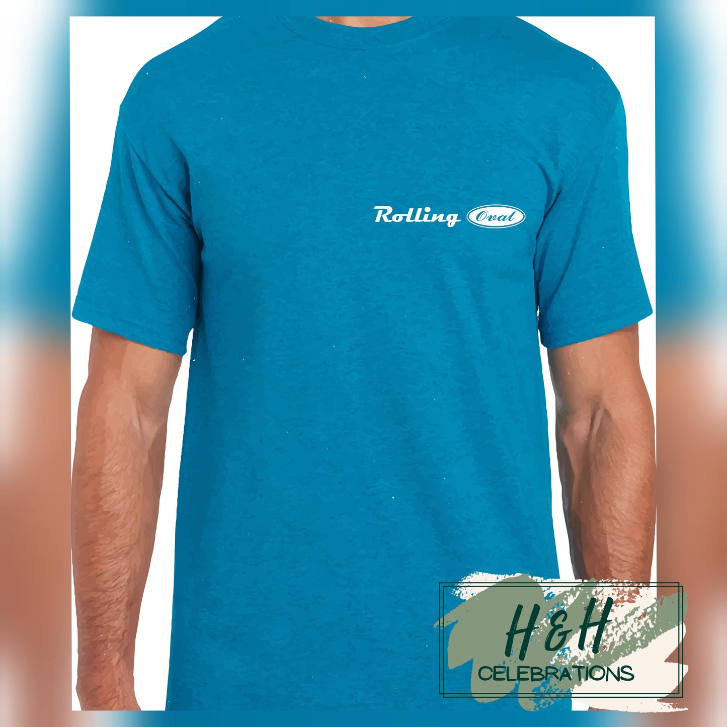 Rolling Oval T-Shirt For Adults - Antique Sapphire