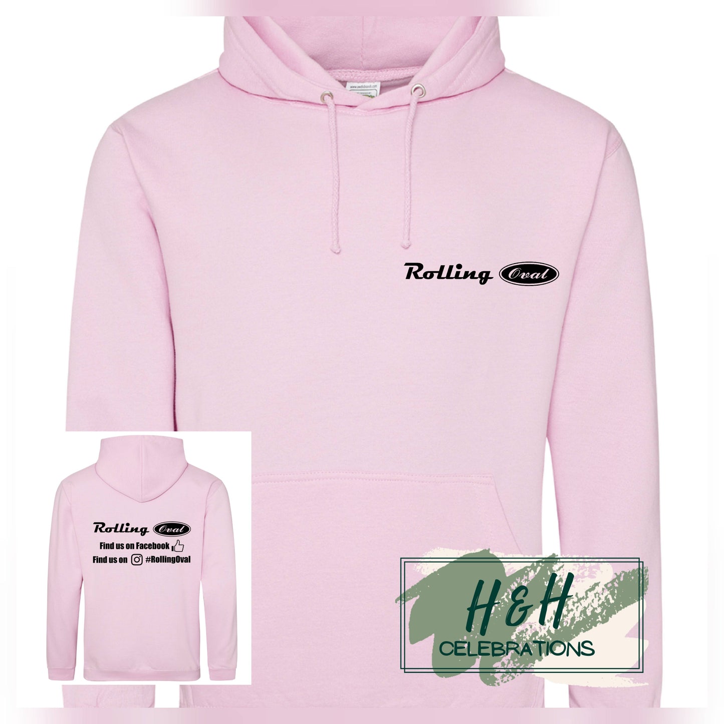 Rolling Oval Hoodie For Adults - Baby Pink