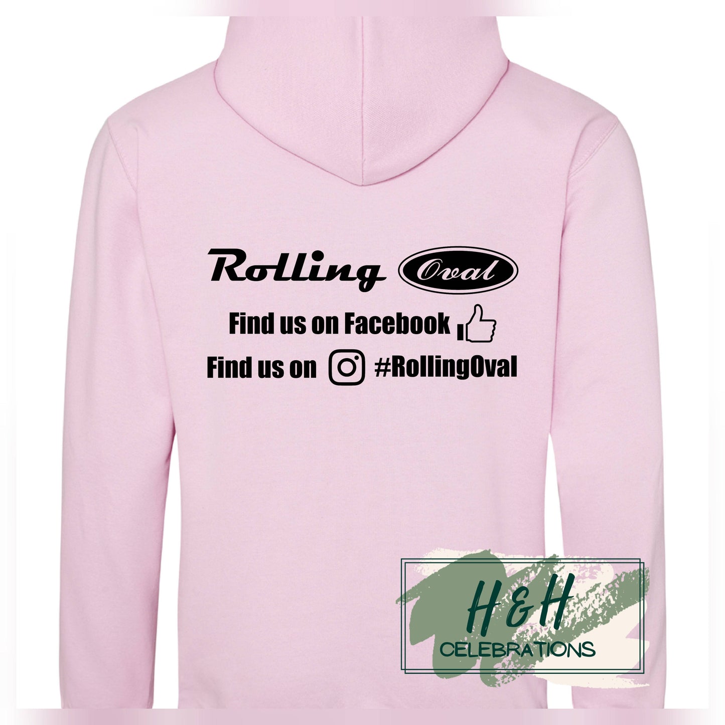 Rolling Oval Hoodie For Adults - Baby Pink
