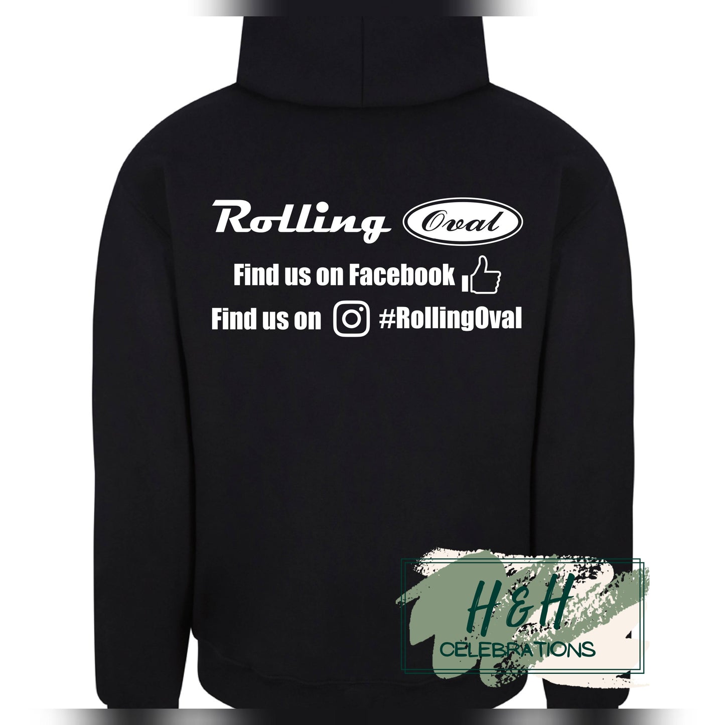 Rolling Oval Hoodie For Adults - Black