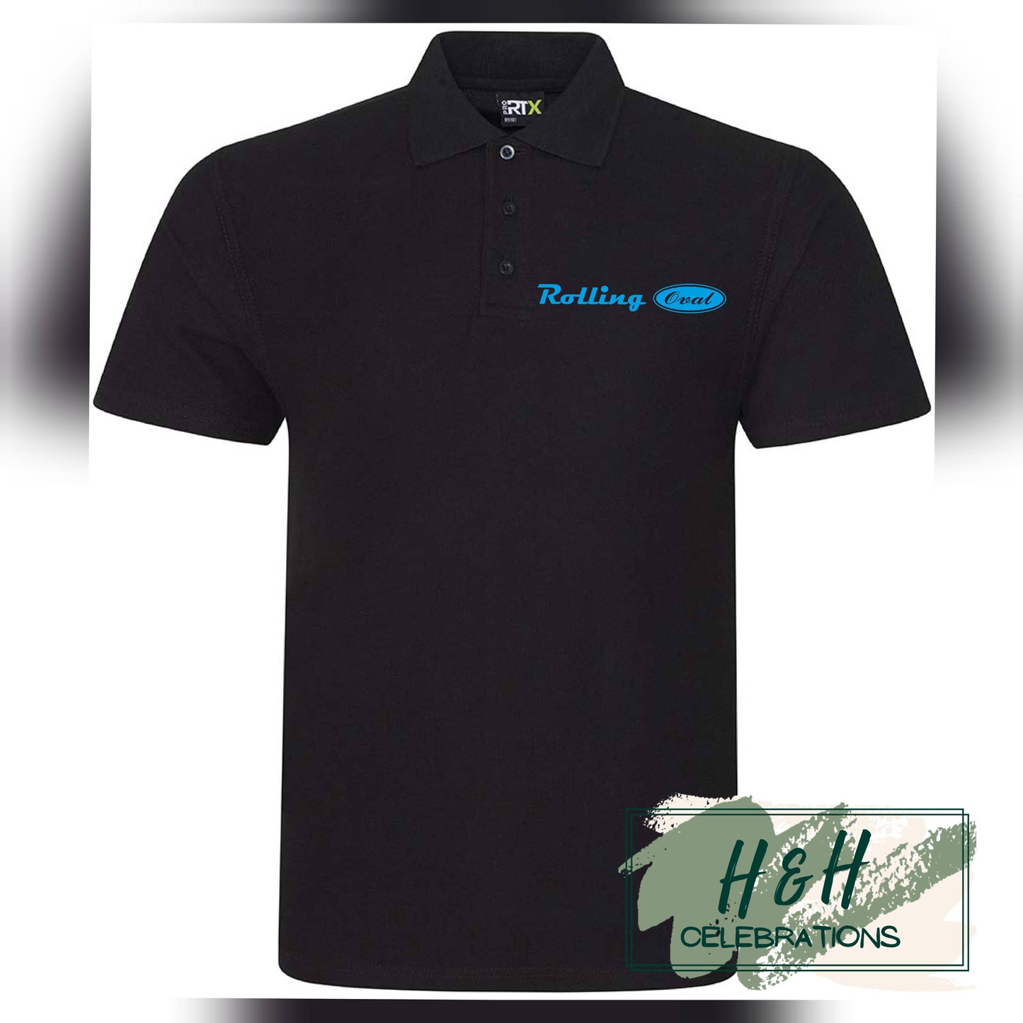 Rolling Oval Polo Shirt For Adults - Black