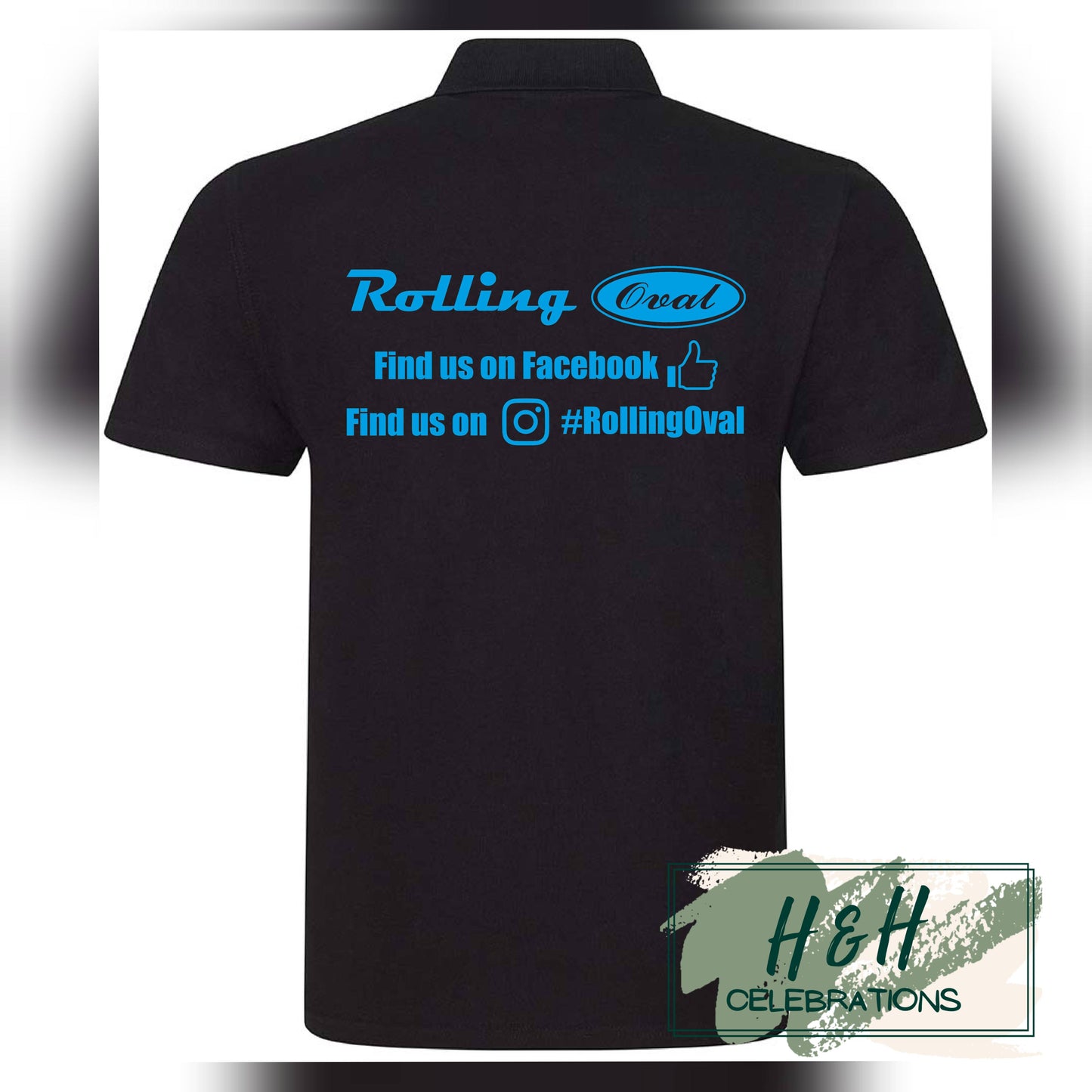 Rolling Oval Polo Shirt For Adults - Black