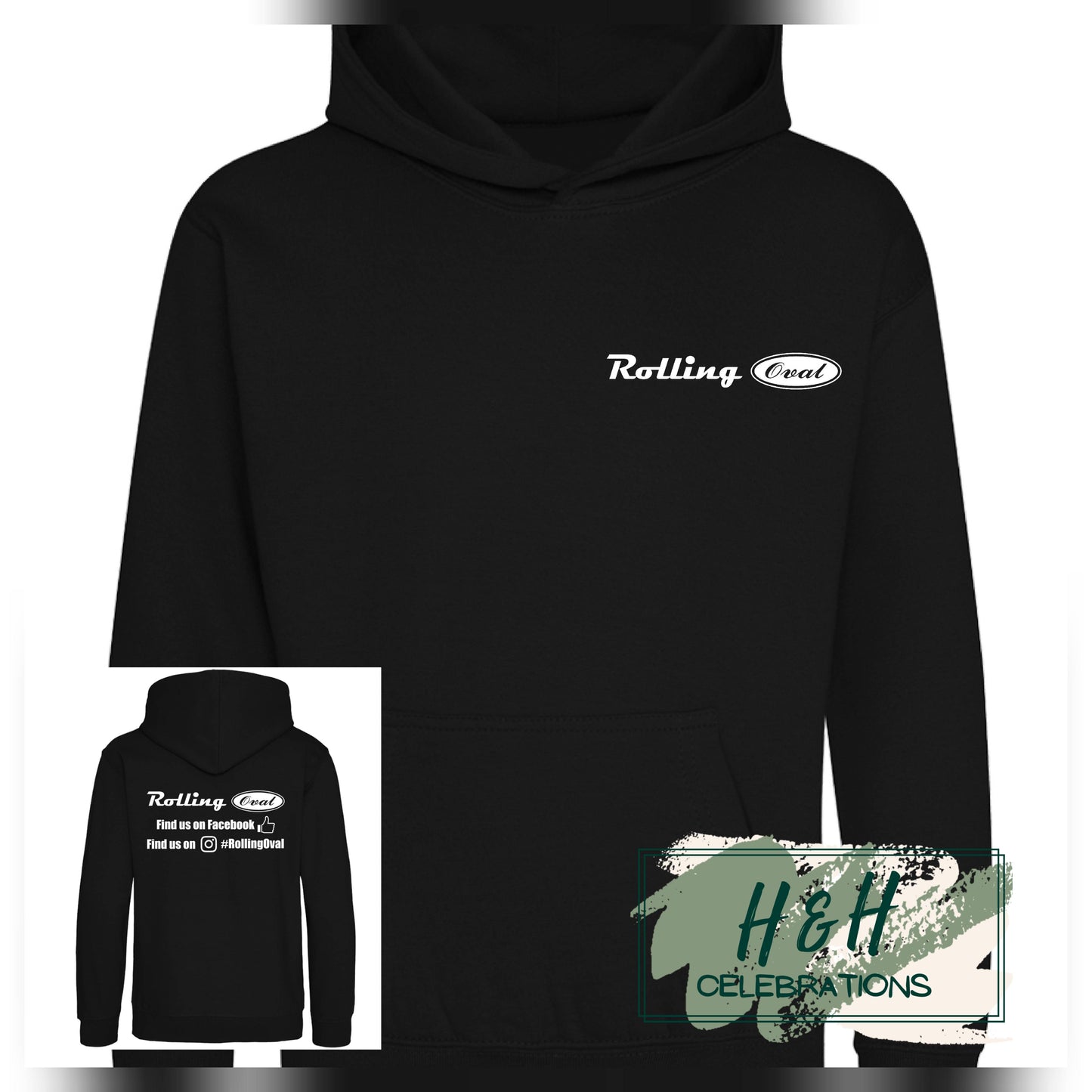 Rolling Oval Hoodie For Kids - Black
