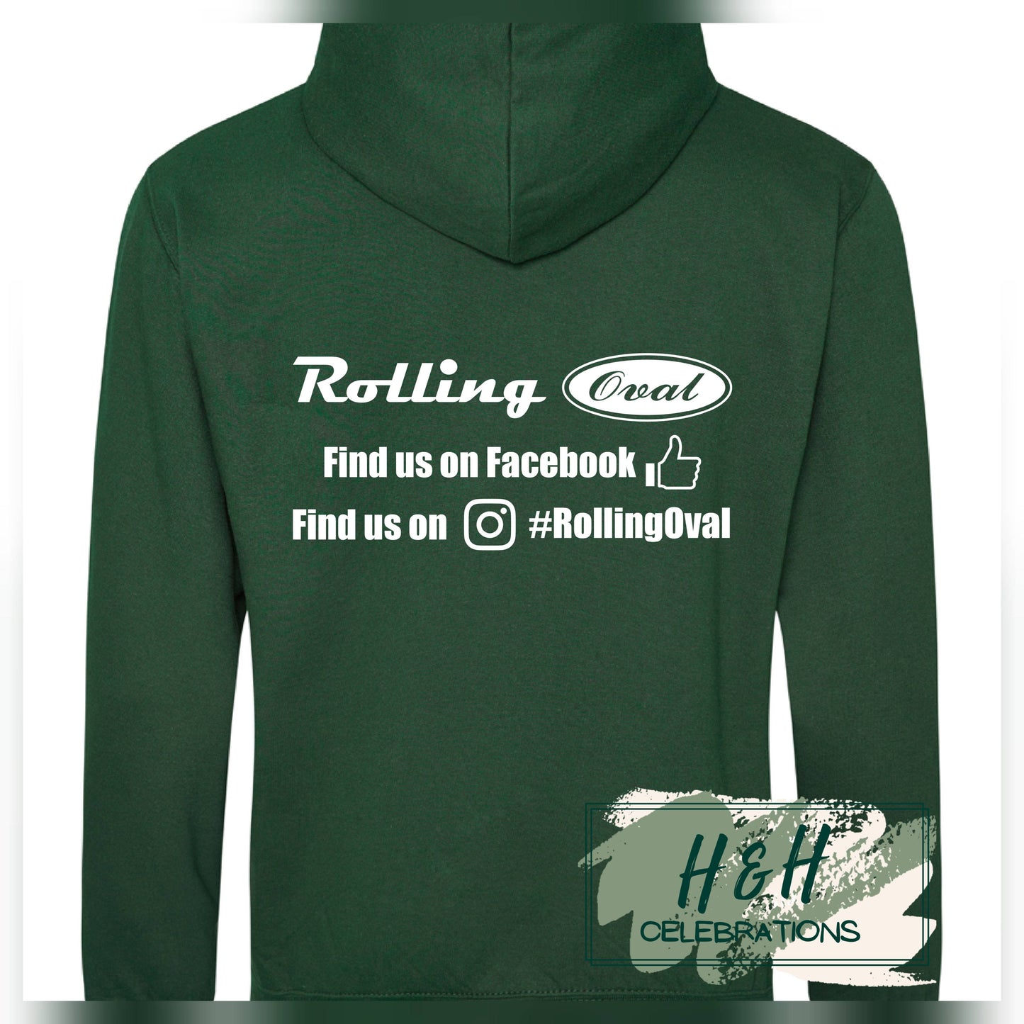 Rolling Oval Hoodie For Adults - Bottle Green