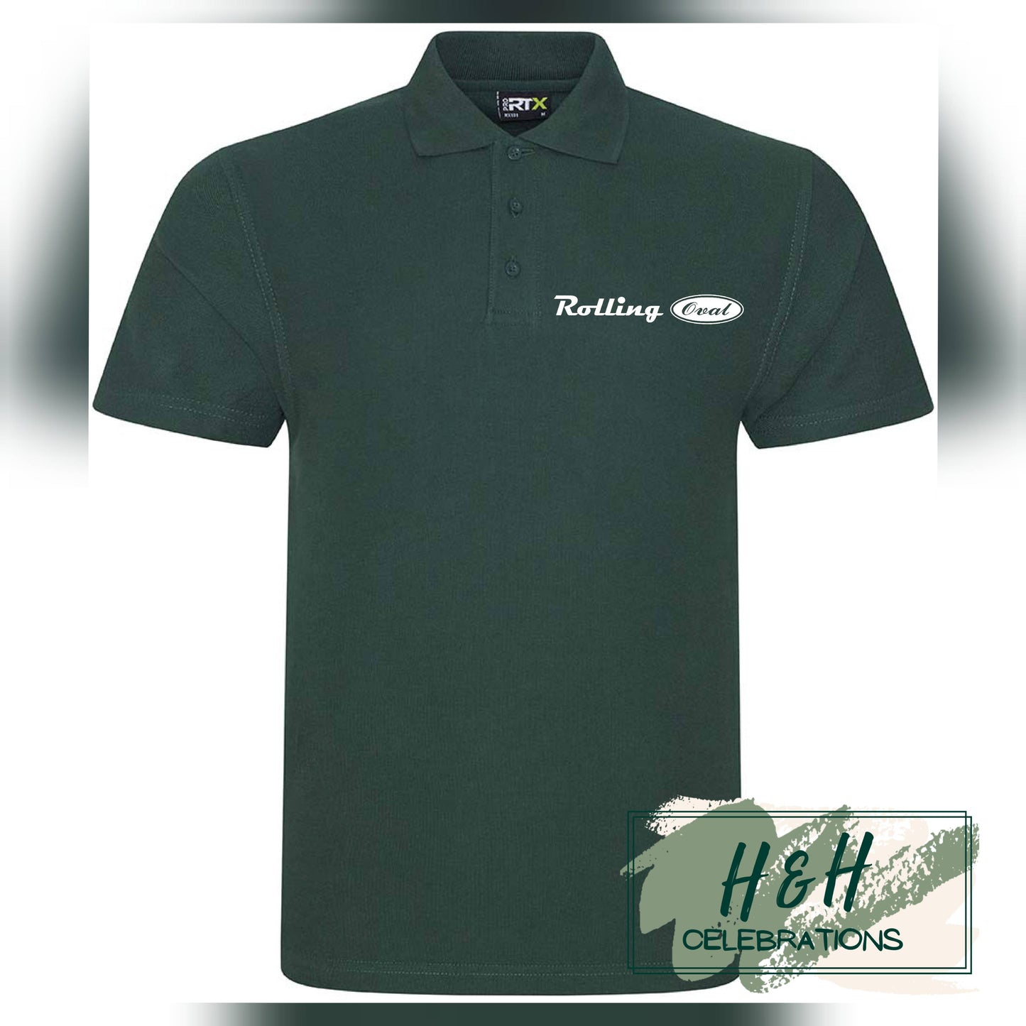 Rolling Oval Polo Shirt For Adults - Bottle Green
