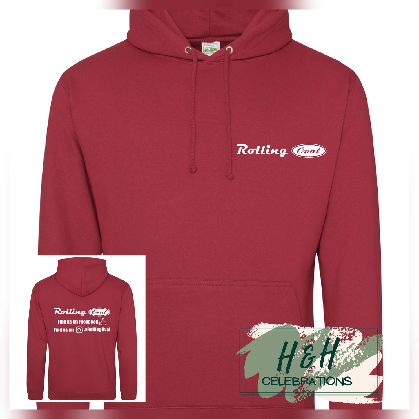 Rolling Oval Hoodie For Adults - Brick Red