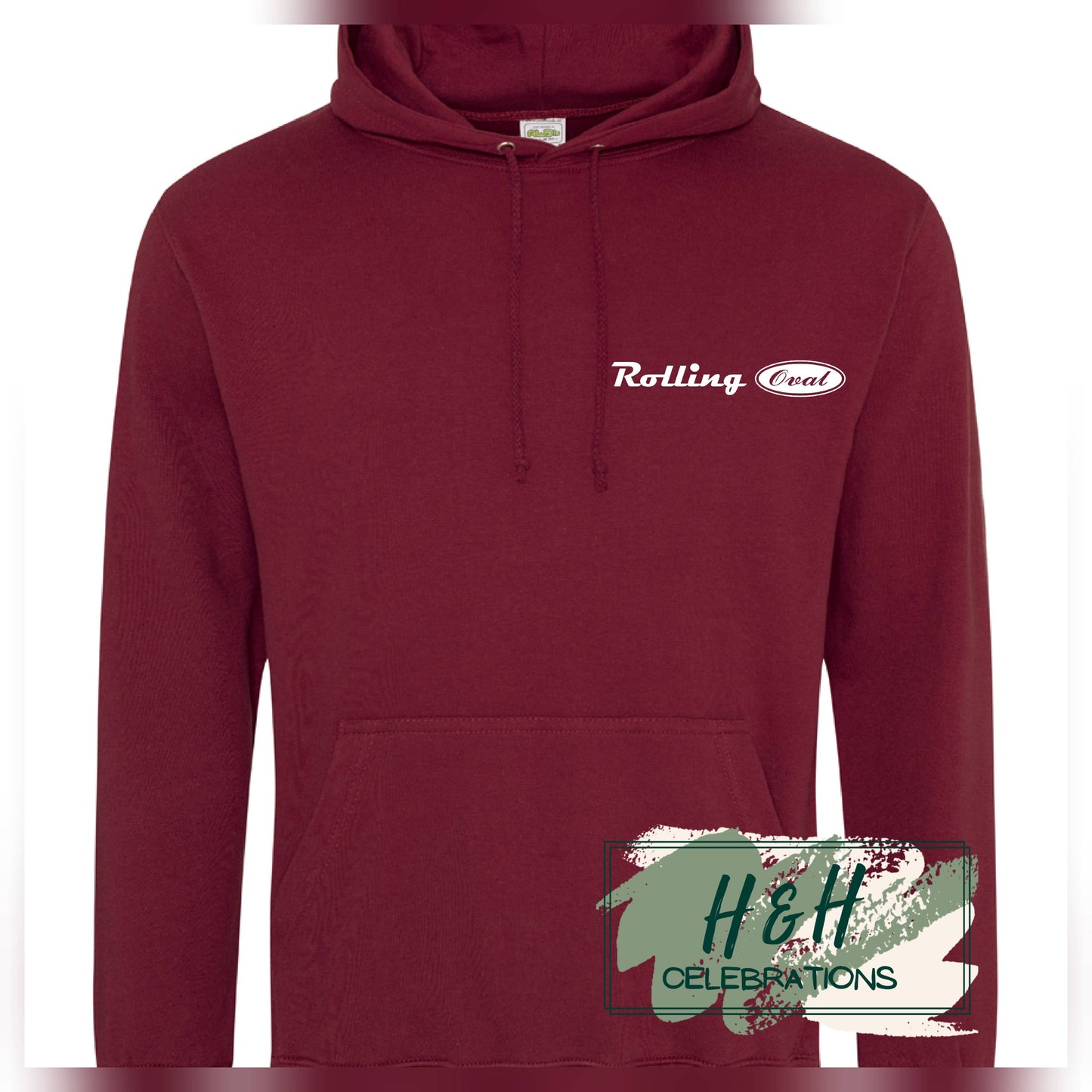 Rolling Oval Hoodie For Adults - Burgundy