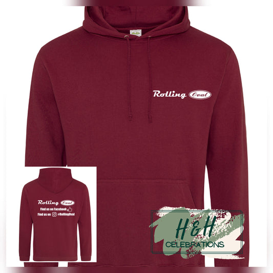 Rolling Oval Hoodie For Adults - Burgundy