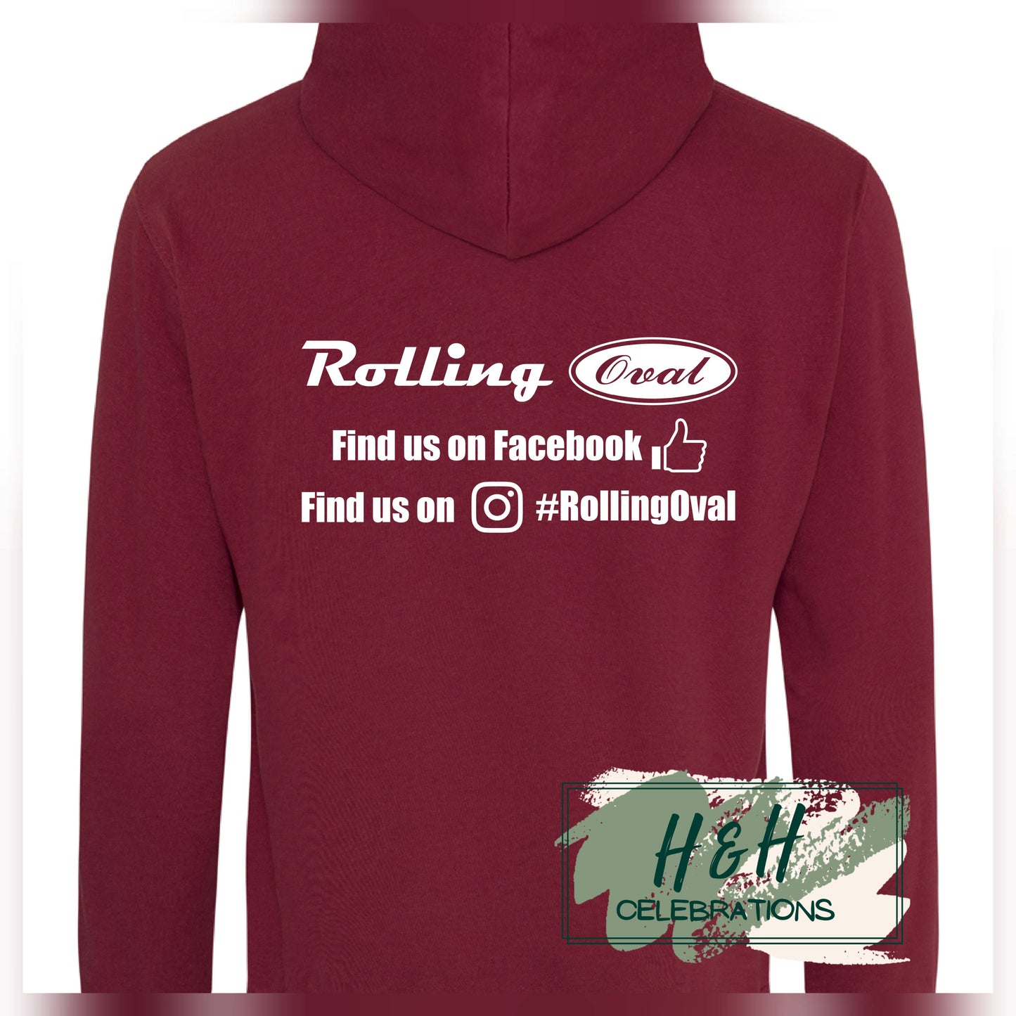 Rolling Oval Hoodie For Adults - Burgundy