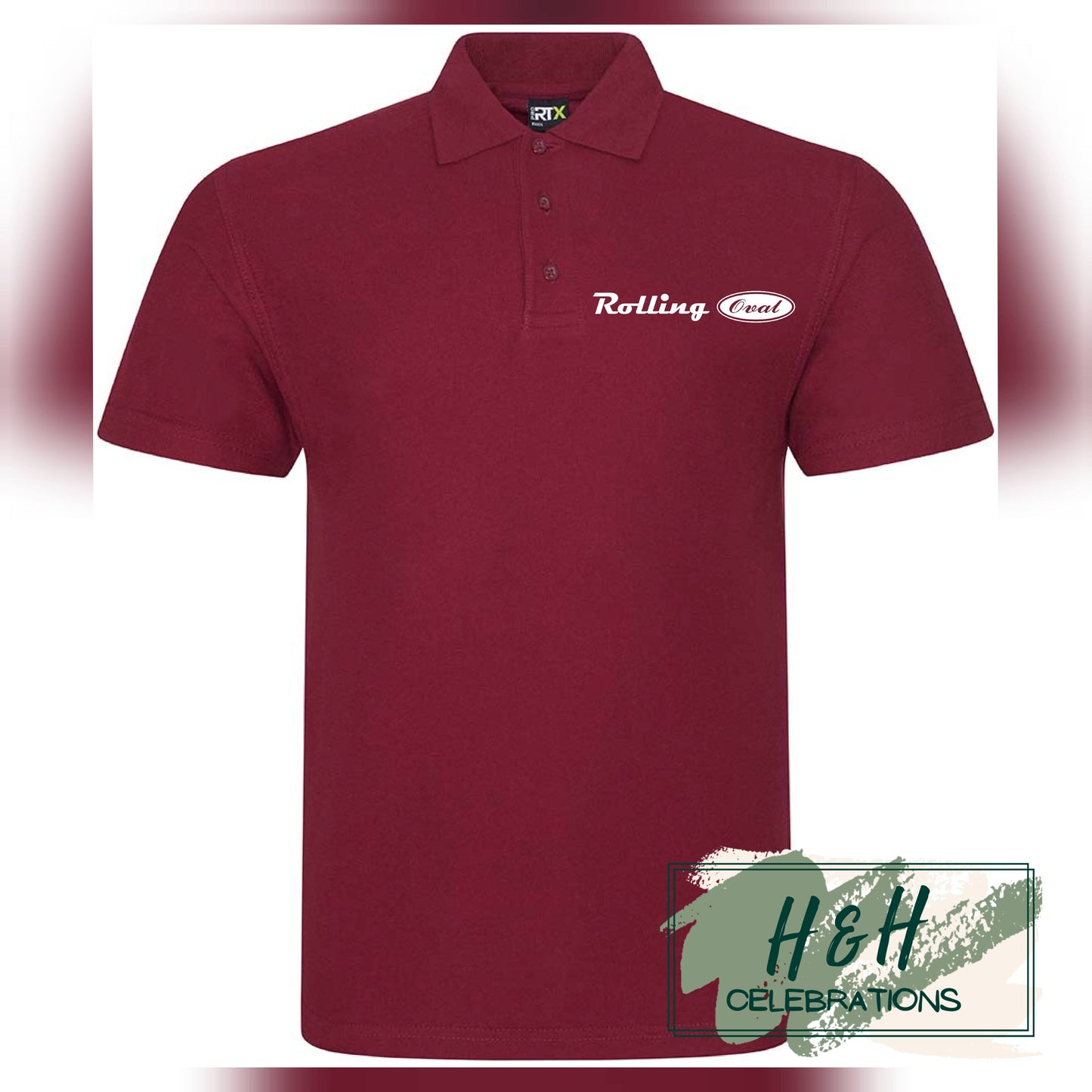Rolling Oval Polo Shirt For Adults - Burgundy